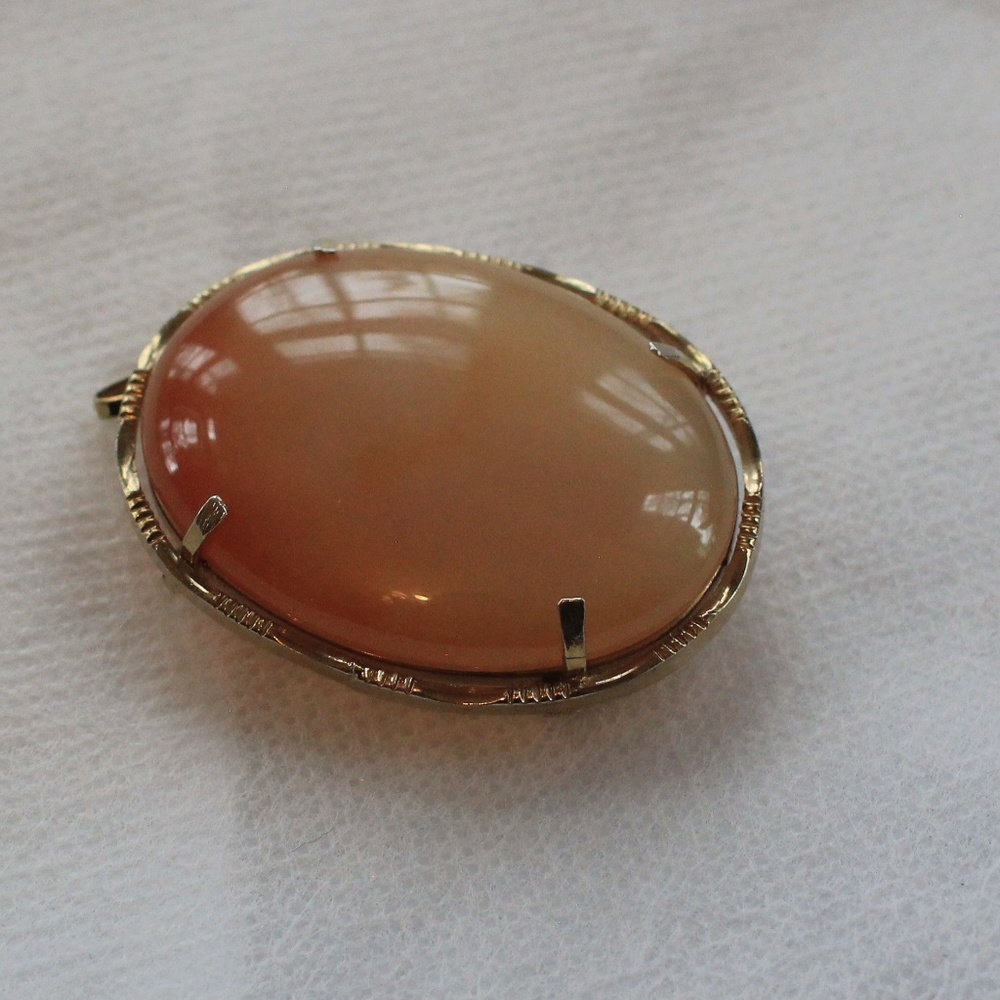 Pinkish Orange Stone Brooch